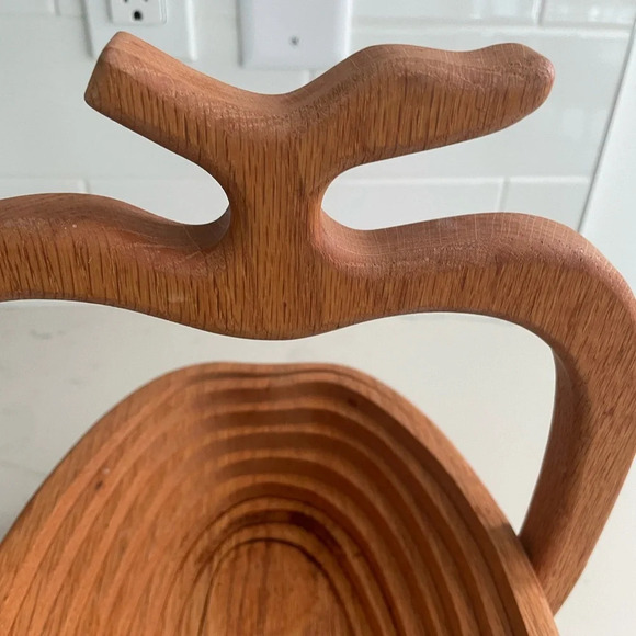 Sherrell Lewis Beautiful Folding Solid Wood Fruit Bowl Basket Apple Shape - Picture 4 of 11